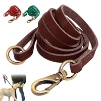 1 5m real leather dog leash rope pet walking running leash lead for small medium large dogs genuine leather pets strap rope
