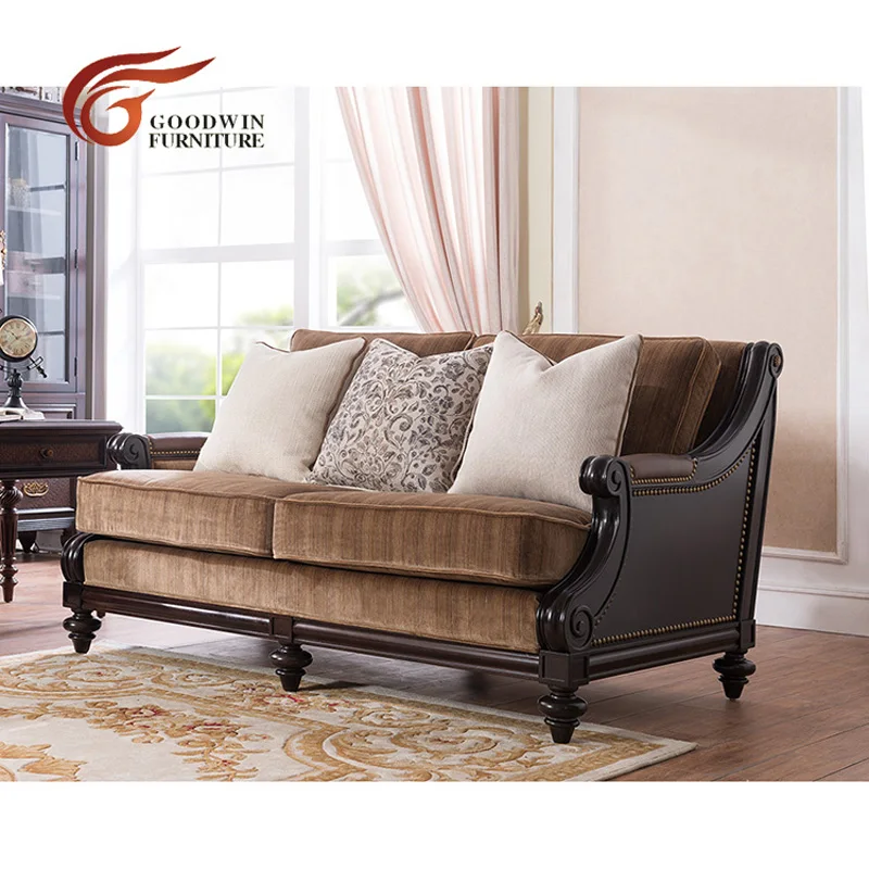 2 Seater Sofa Мебель для гостиной из красного дерева, набор диванов, 7 местный секционный классический диван и книжный шкаф и журнальный столик WA369 - Цвет: 2 Seater Sofa