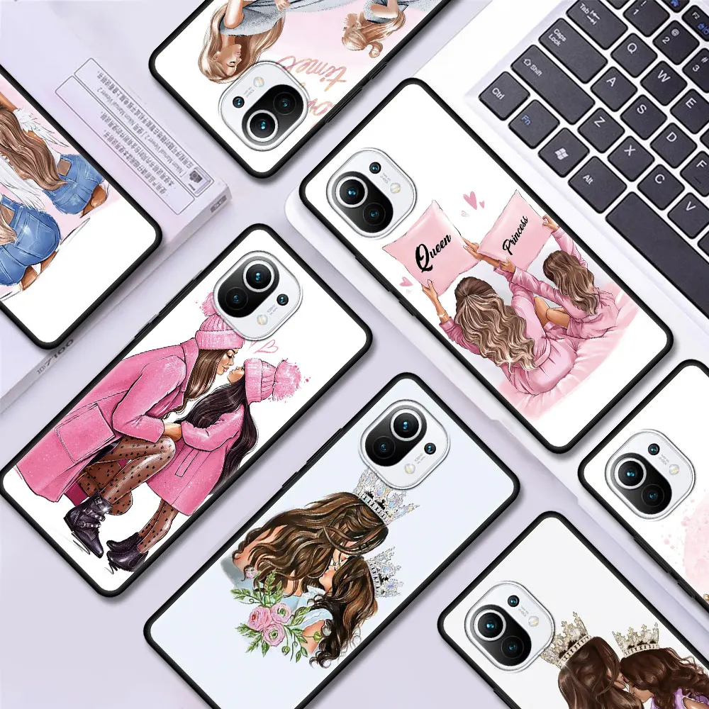 

Love Flower Mom Baby Silicone Case for Xiaomi Mi 10T Pro Note 10 11 Lite 5G 9T A2 8 Lite CC9 Pro CC9E 9 Pro 5G Back Phone Cover