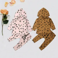 pudcoco usps fast shipping 0 24m leopard infant baby girl clothes set cotton hooded tops leggings pants casual clothes set