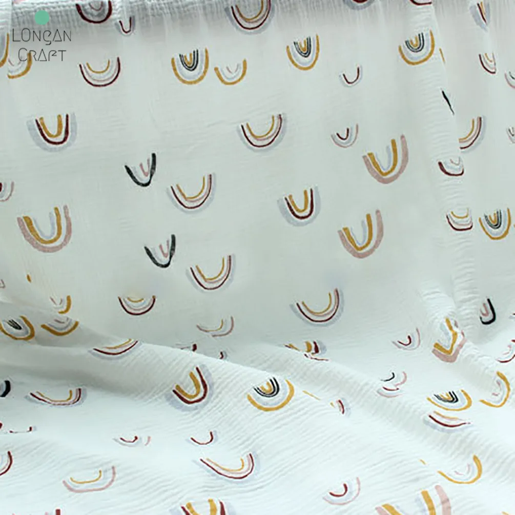 

Longan Craft Supplies 50*135cm Fabric Drape Cotton Linen Double Gauze Crepe Baby Clothes Fabric Ladies Skirt Sleepwear Fabrics