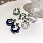 Bilandi S925 модные ювелирные изделия полимерные серьги популярный дизайн Геометрические прозрачные темно-серые Висячие серьги для женщин Подарки