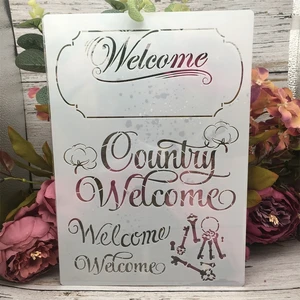 A4 29cm Keys Welcome Label DIY Layering Stencils Wall Painting Scrapbook Coloring Embossing Album Decorative Template