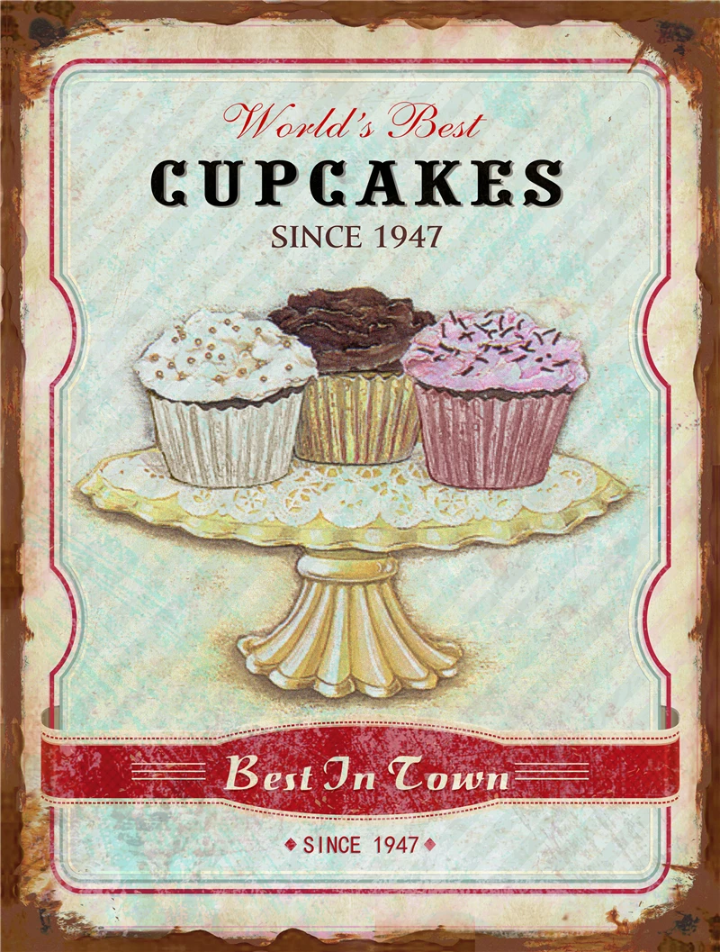 

Metal Sign Posters on the Wall Stickers Cake Garden Posters for Outside Restaurant Coffee Movie Poster Vintage Retro Decor Home