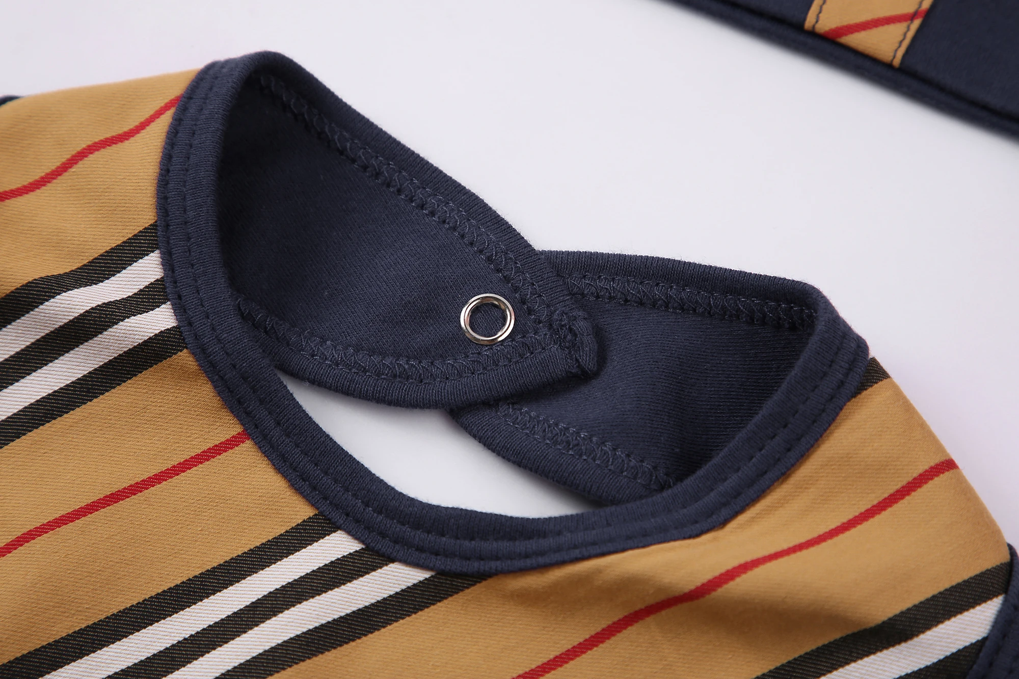 New summer fashion newborn baby clothes Plaid stripes cotton Long sleeve new born boys girls rompers Bibs hats 3 pcs sets | Детская