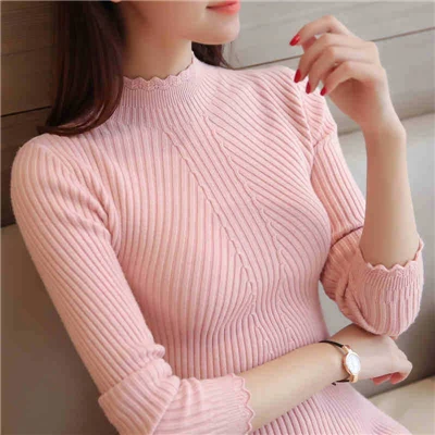 

Women Sweaters And Pullovers Solid Color Turtleneck Slim Casual Ladies Knitted Winter New Chic Lace