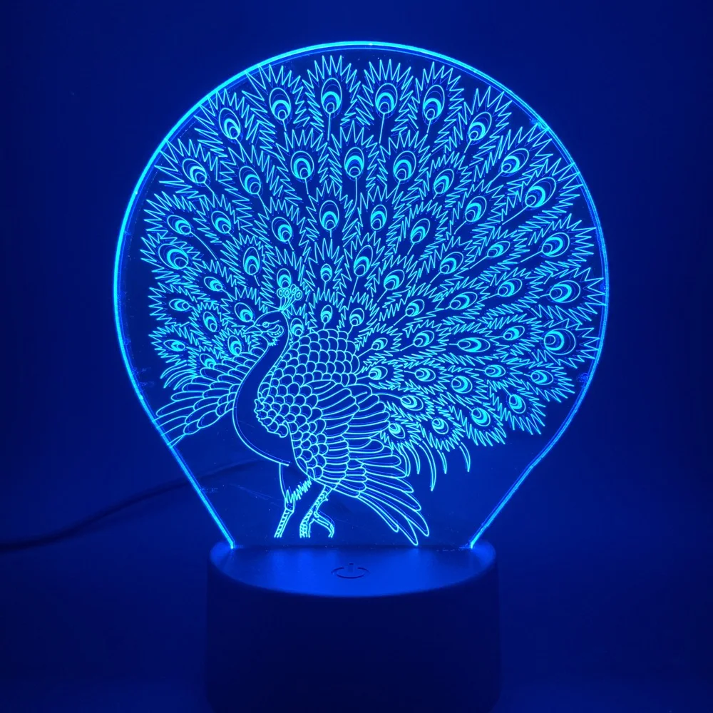 3d Визуальный лампа светильник эффект павлина для маленьких детская комната