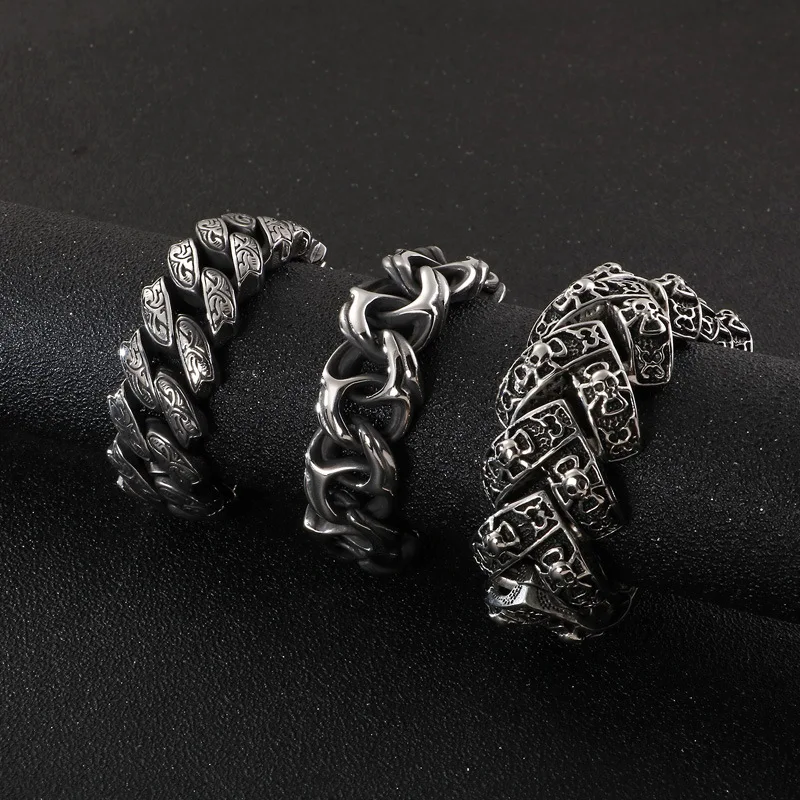 Винтажный резной тотемный браслет мужской личности хипстер хип-хоп Титановый