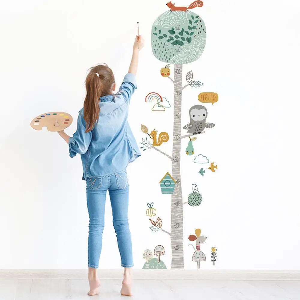 

clown DIY Forest Animal Trees Height Wall Sticker Decor Nordic Modern Children Height Measure Mural Decals Nursery Creative