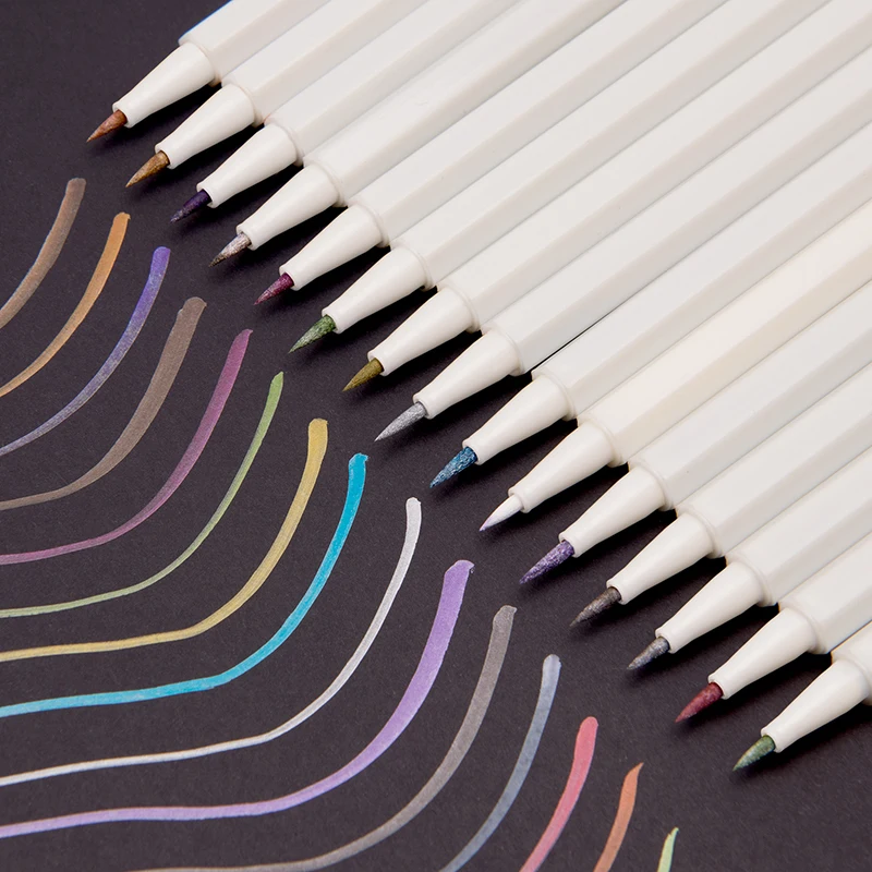 12/15/20 цветов металлический маркер ручка мягкая кисть авторучка художественный