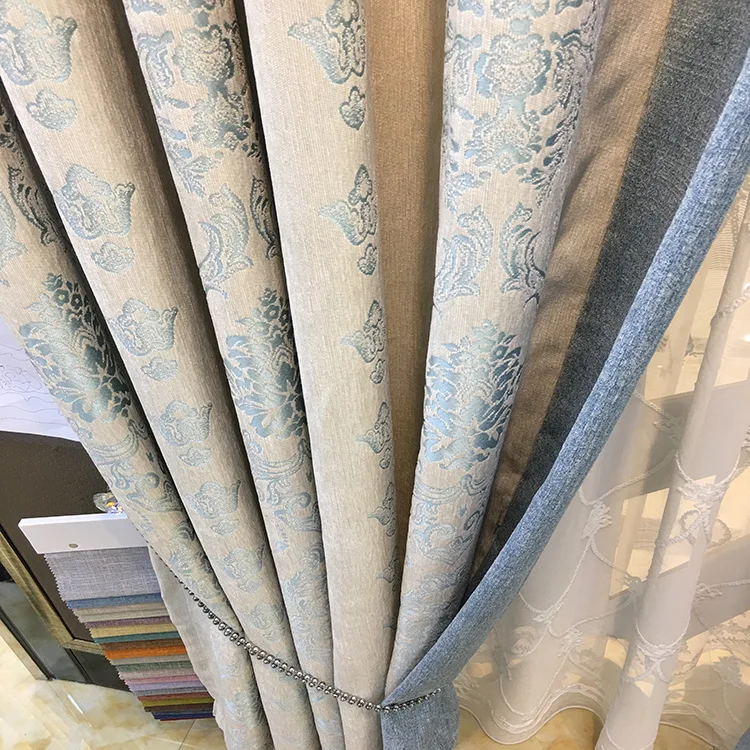 

Новый европейский ткань из жаккарда из синели современные шторы в простом стиле для гостиной Обеденная Спальня сильное затенение шторы