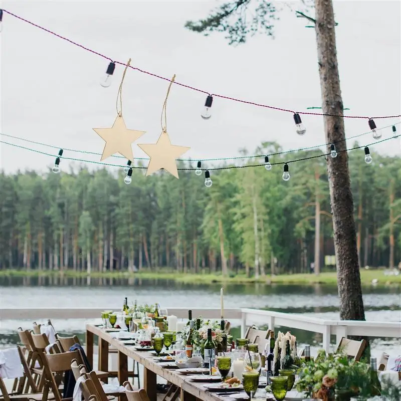 

60Pcs Unfinished Wood Cutouts Hanging Craft Accessories with 60 Hemp Ropes