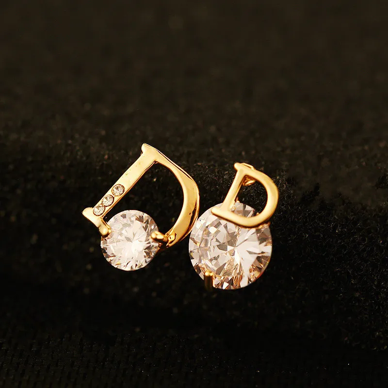 Серьги женские из натурального розового золота с цирконием фирменный дизайн