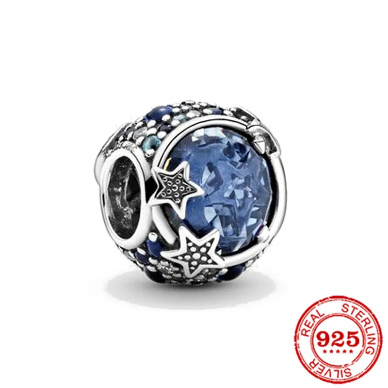 New 925 Silver Blue Asteroid Pangle Star Heart Ball Fit Pandora Original Bracelet Charms Beads For Women DIY Jewelry | Украшения и