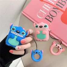 Disney Anime Lilo & Stitch Silicone Earphone Case Suitable for Airpods 1/2 Bluetooth Headset Accessories Cartoon Anti-drop Case