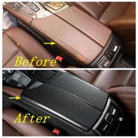 carbon fiber color center console armrest storage box protection cover trim for bmw 5 series f10 2011 2017 lhd car styling abs