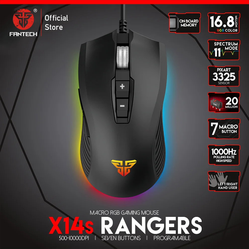 Профессиональная оптическая Проводная игровая мышь FANTECH X14S 4000DPI 7D|Мыши| |