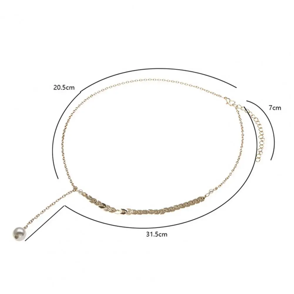 

Hot Sale Ladies Necklace Wheat Ear Adjustable Women Faux Pearl Tassels Pendant Necklace Clavicle Chain Necklace 2021 New