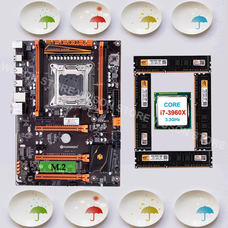 Десктопная материнская плата с M.2 слотом HUANANZHI X79 процессором Core i7 3960X 3 ГГц новая