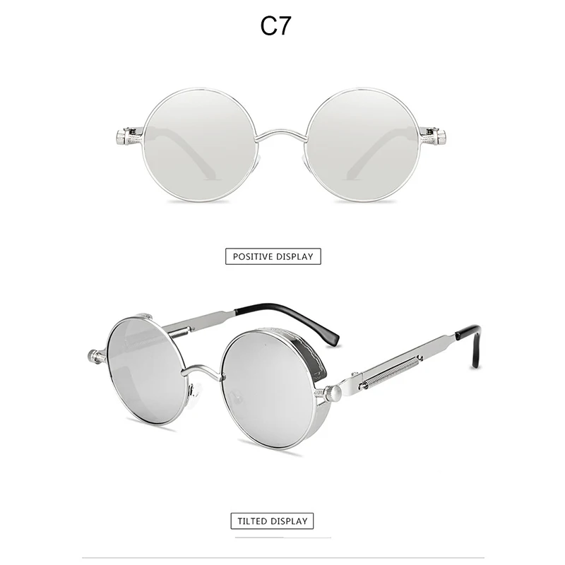 Солнцезащитные очки круглые для мужчин и женщин модные в металлической оправе