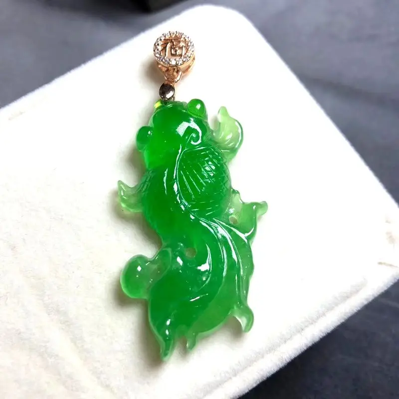 Красивая зеленая Нефритовая яшма из Мьянмы кулон Изумрудный драгоценный камень