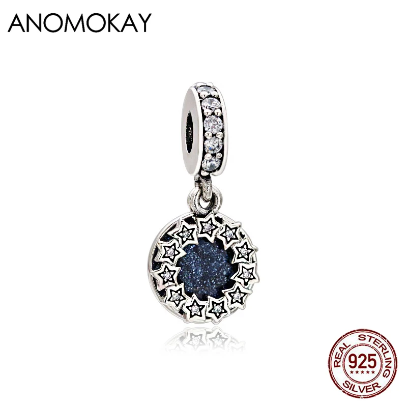 

Классическая синяя эмалированная подвеска-звезда anomok из серебра 100% пробы, подвеска для браслета, ожерелье из серебра 925 пробы, бусины с ночн...