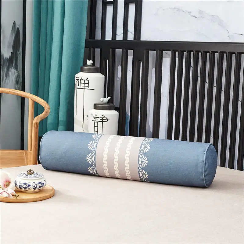 Традиционная вышивка из плотного хлопка и льна цилиндрическая длинная подушка