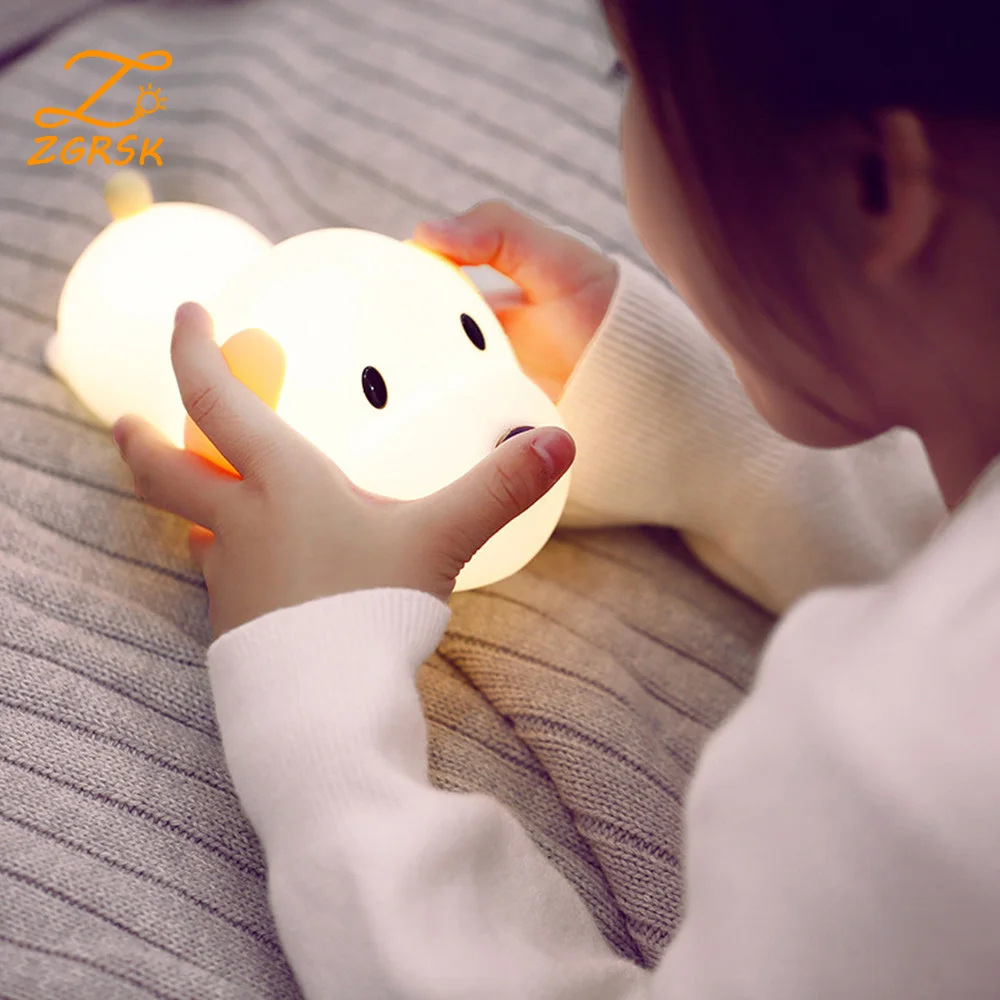 

Dog LED Night Light Touch Lamp Dimmable Timer USB Rechargeable Cartoon Silicone Puppy Bedside Lamp For Children Kids Baby Gift