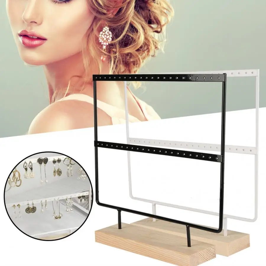 Портативный 2 слойный Железный деревянный держатель для серег гвоздиков