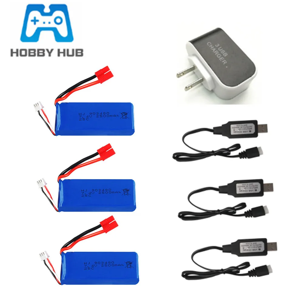 Литий-Полимерный Аккумулятор 7 4 В 2500 мАч и зарядное устройство 3USB для Syma X8C X8W X8G X8