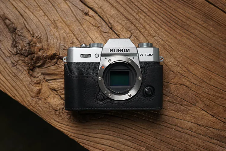 AYdgcam ручной работы из натуральной кожи чехол для камеры Fuji Fujifilm XT10 XT20 XT30 видео половина сумка Ретро Винтаж нижний чехол - Цвет: black