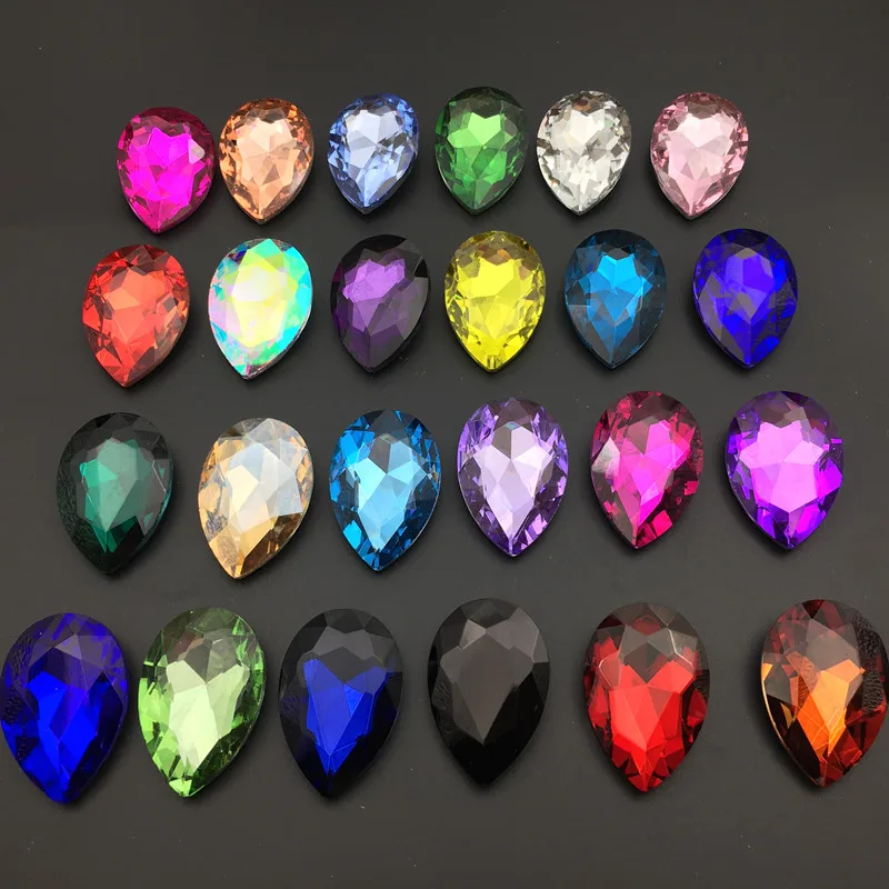 Стразы в форме капли большого размера с заостренным концом Необычные камни 30x40 мм