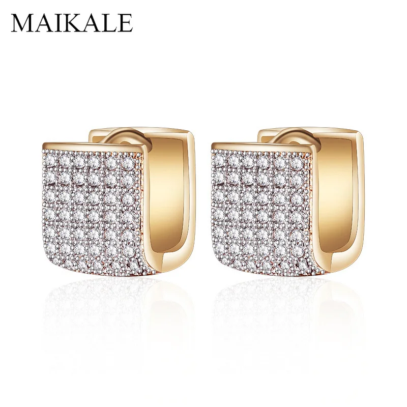 MAIKALE Роскошные u образные серьги с цирконием кубической огранки для женщин
