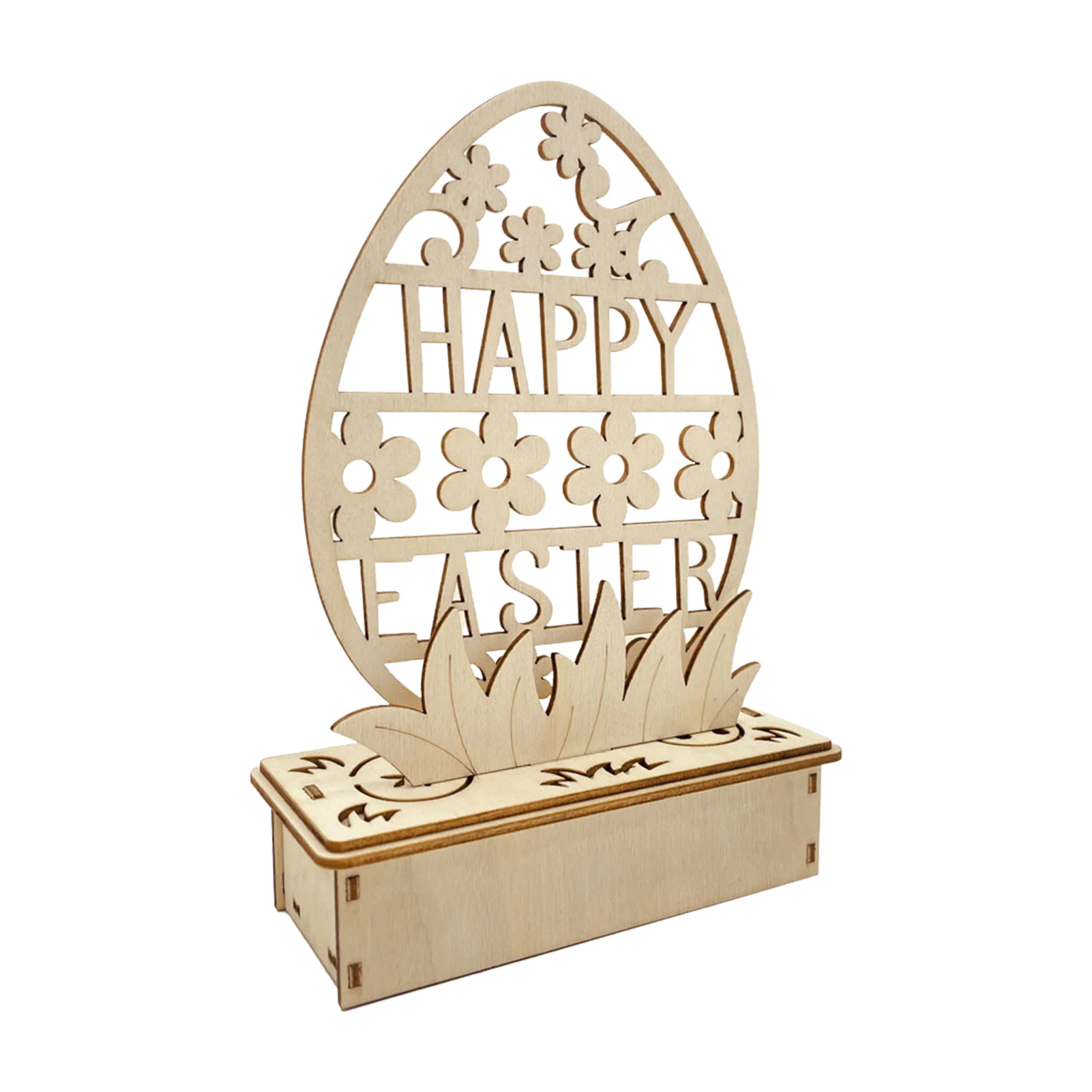 

Искусственные украшения «сделай сам», счастливый Пасхальный кролик, яйцо, цветок, деревянные поделки с светодиодный светильник для стола, ц...