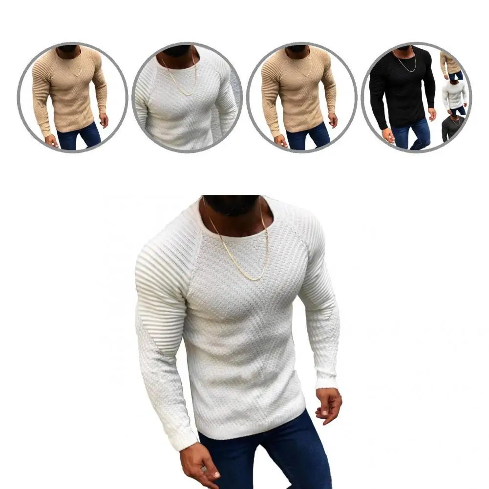 

Men Sweater Solid Color Anti-pilling Simple Casual Autumn Sweater Winter Sweater for Work