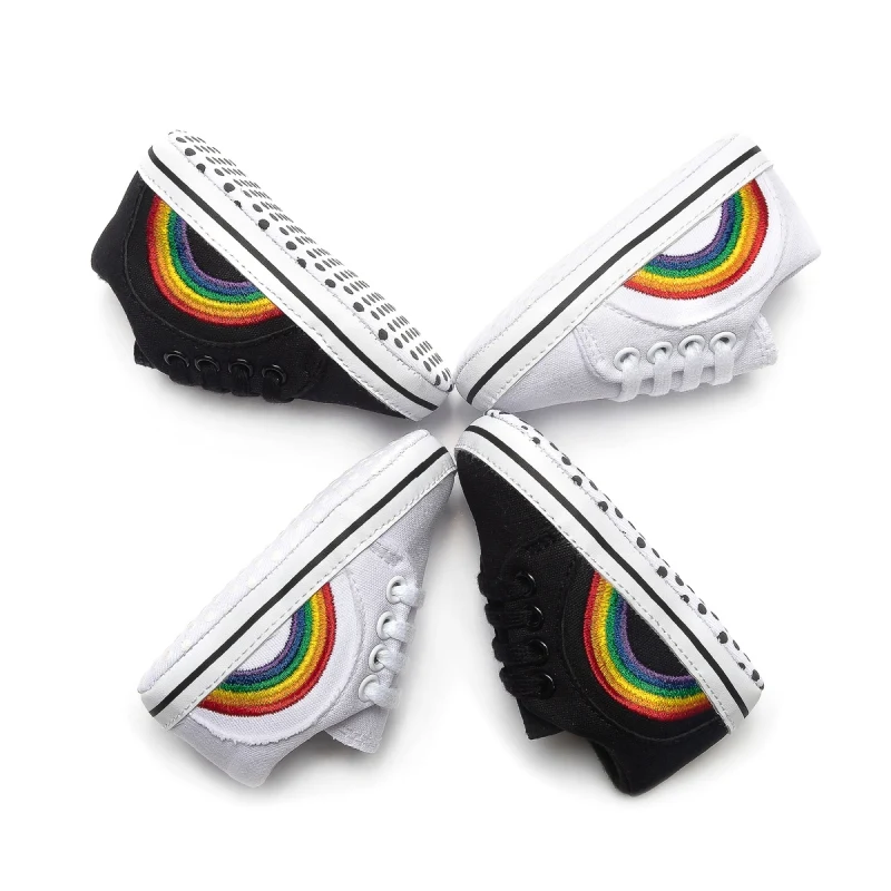 

Кроссовки для новорожденных мальчиков и девочек, модная спортивная обувь для первых шагов, из искусственной кожи, с радужным принтом, обувь ...