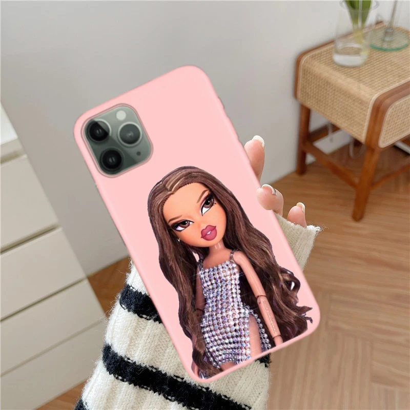 

Fashion lovely Sexy Doll Bratz Candy Phone Case For iPhone 11 12 Pro XR XS MAX 8 7 6 Plus SE Frosted TPU Cases Soft Back Cover
