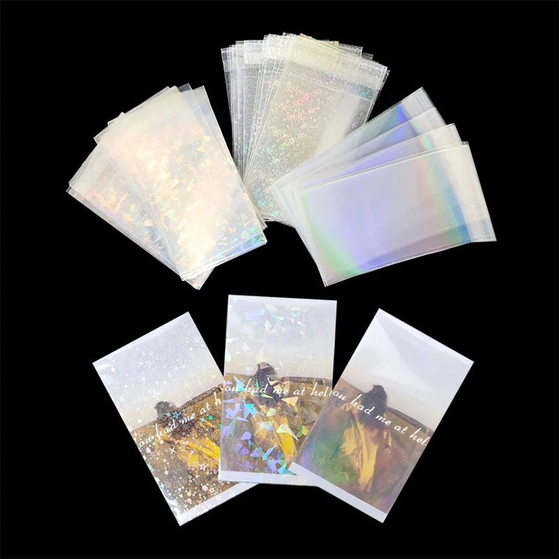

20pcs Little Stars Broken Gemstone Glass Laser Flashing Card Film Holographic Idol Photo Card Sleeves Tarot YGO Card Protector