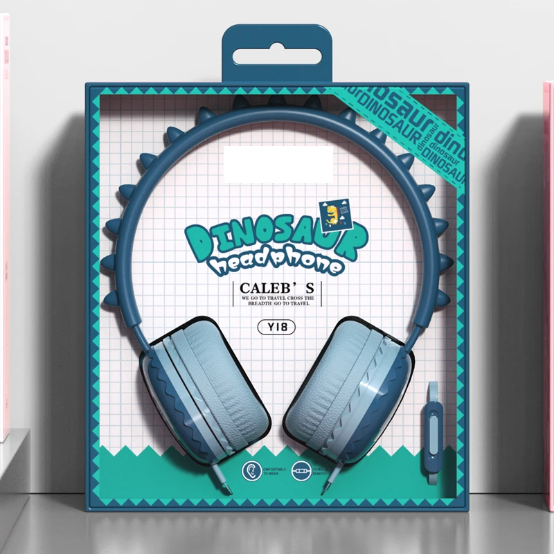 Qearfun Симпатичные детские наушники с микрофоном ПК гарнитура динозавра для
