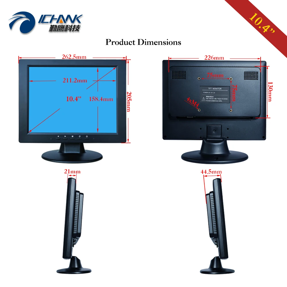 

ZB104JC-271R/10.4" 11" inch 800x600 4:3 Portable Small USB VGA PC Industrial Medical Microscope Touch LCD Screen Display Monitor