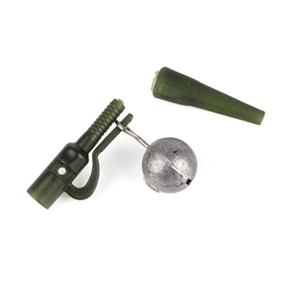 10pcs Safety Lead Clips With Pins Outdoor Carp Fishing Tackle Kit Durable Dark Green Rubber Fishing Accessories Rig Equipment