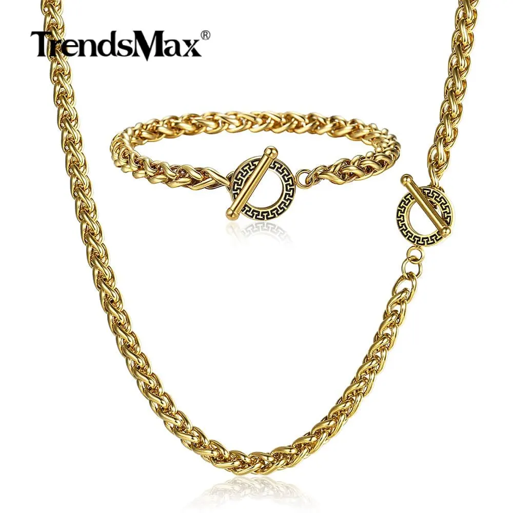 Комплект из цепочки и браслета нержавеющей стали 4/5 мм|Ювелирные наборы| |