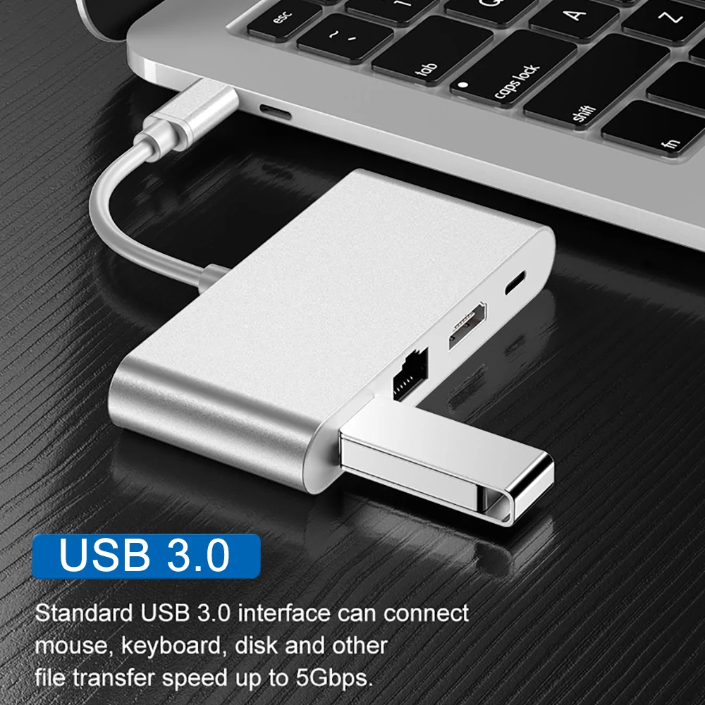 Тип C к HDMI 4 Gigabit Ethernet Lan RJ45 USB-C PD USB 3 0 Thunderbolt адаптер OTG хаб для MacBook Samsung S8/S9 Dex Huawei |