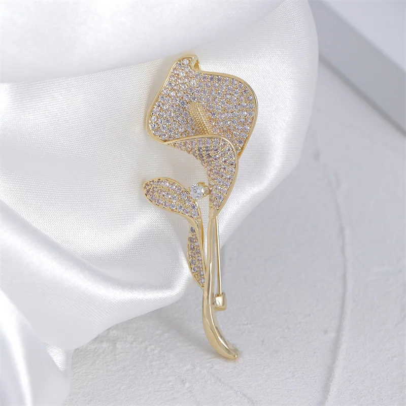 High-end Rhinestone Brooch Tulip Flower Ladies Corsage Clothing Accessories Wholesale |