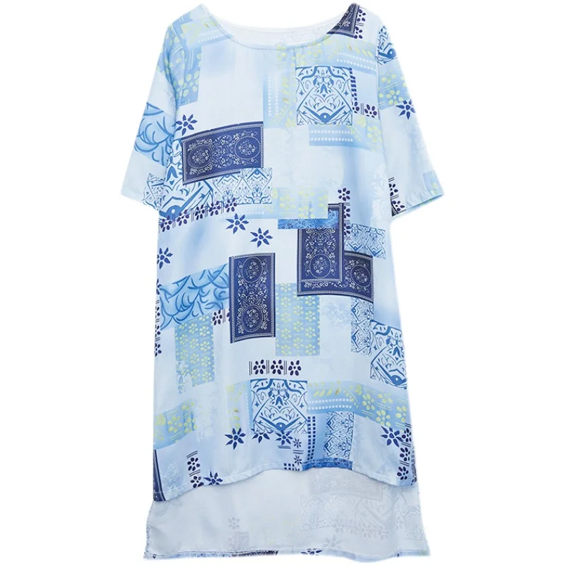 

COIGARSAM Print blouse women New Loose blusas womens tops and blouses Sky Blue 8217