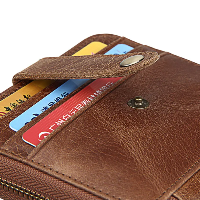 Кошелек для монет мужской из натуральной кожи держатель карт на молнии|Мужские