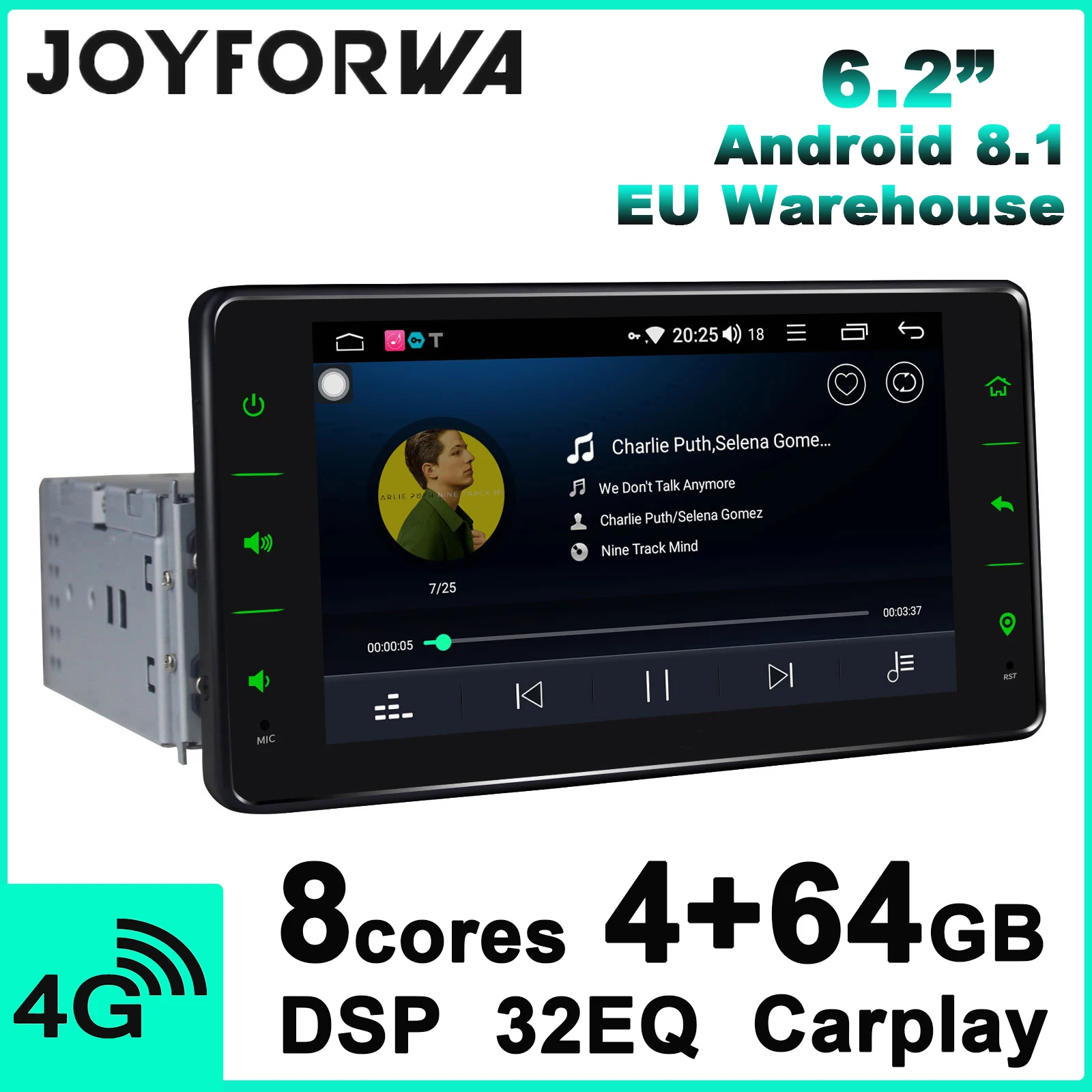 1Din 6 2 &quotCarplay DSP 4G sim карта SPDIF андроид 8 1 автомобиль мультимедиа магнитола gps