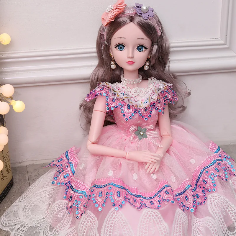 Новинка 60 см 22 шарнирная кукла Bjd Модная белая кожа 3D голубые глаза 1/3 принцесса
