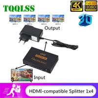 tqqlss 1 in 4 out full hd 4 port hub repeater amplifier hdmi compatible splitter v1 4 3d 4k 1080p for hdtv dvd for ps3 xbox