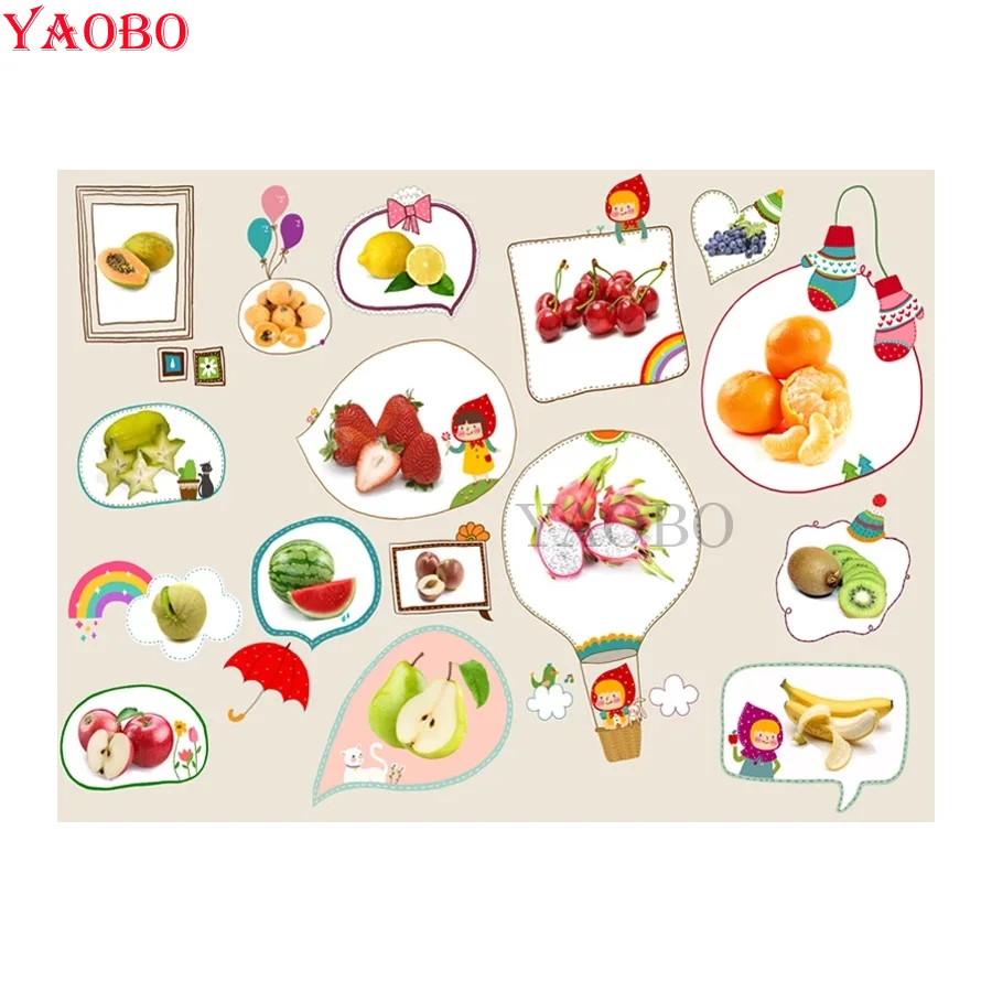 

Алмазная 5D картина «сделай сам», полноразмерная мозаика с фруктами, для детского развития повседневного ношения, познавательные настенные ...